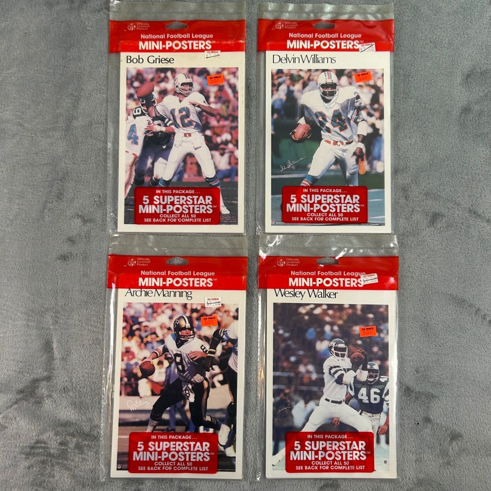 Vintage NFL Superstar Mini-Posters Lot 4 Packs Griese Manning Williams Walker